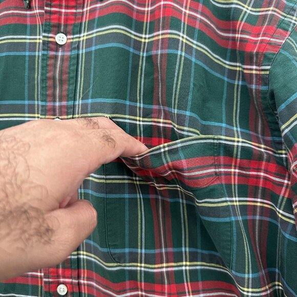 Ralph Lauren Shirt Mens L Green Plaid The Big Oxford Oversize Pocket Button Down - Picture 4 of 8